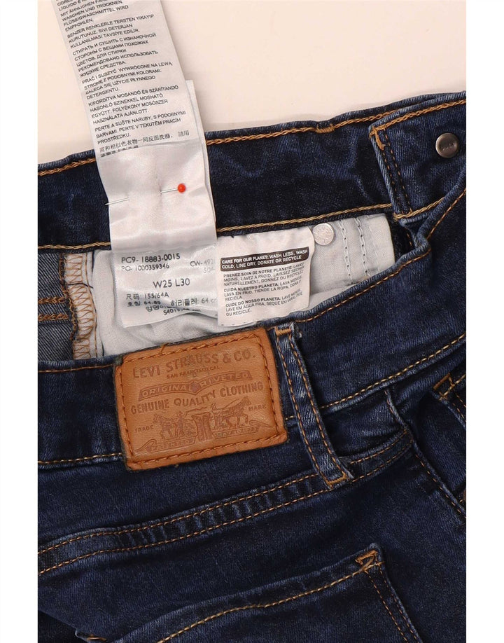 Женские прямые джинсы Levi's 724 с высокой посадкой W25 L30 Темно-синий полиэстер