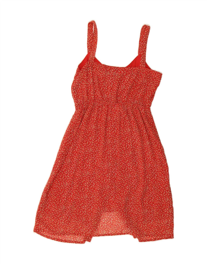 VINTAGE Womens Sundress UK 12 Medium Red Floral Polyester Vintage Vintage and Second-Hand Vintage from Messina Hembry 
