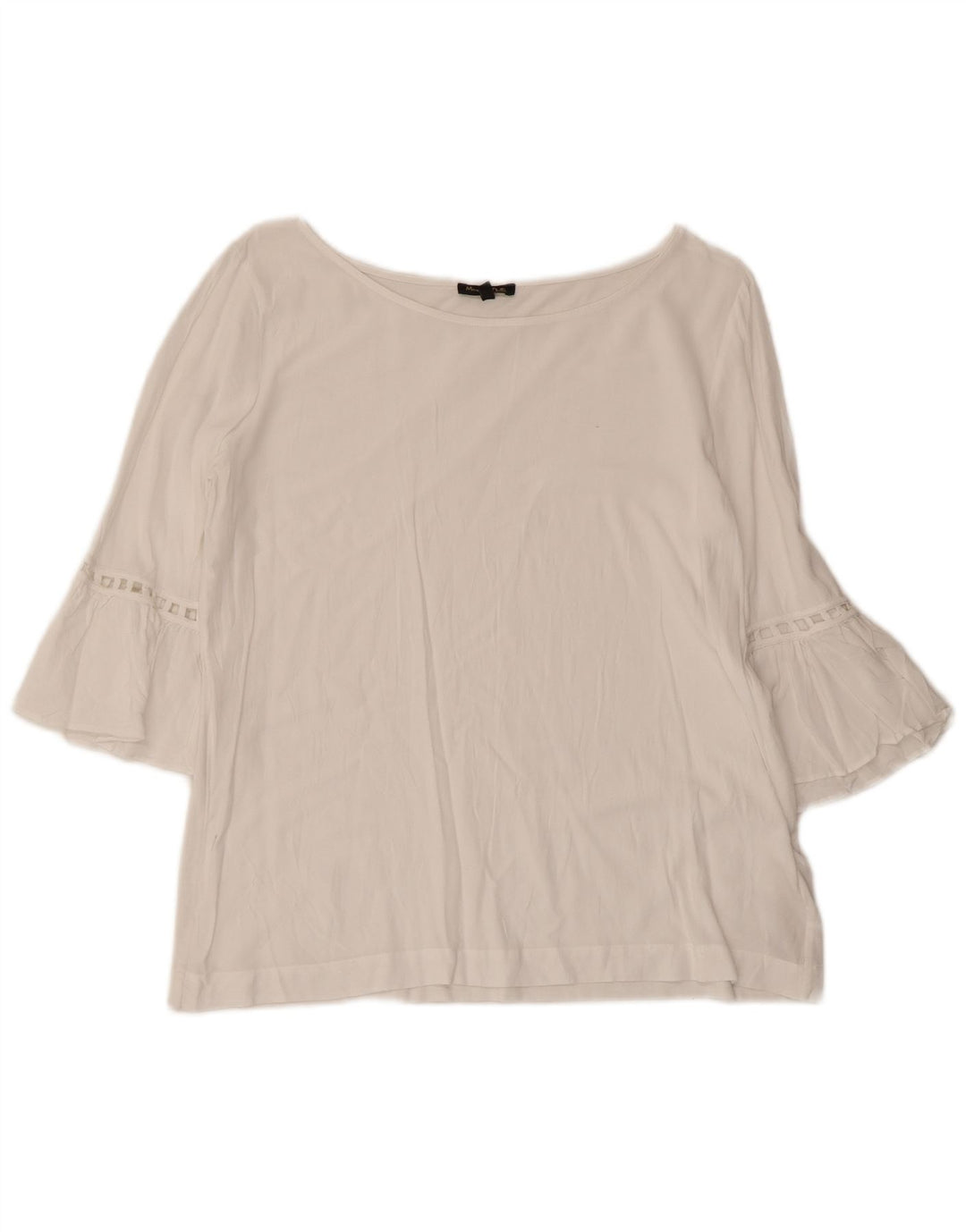 Женская укороченная блузка с рукавом 3/4 Massimo Dutti UK 12, средний белый цвет, вискоза