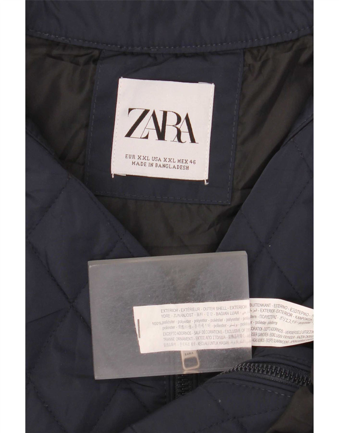 Мужской стеганый жилет Zara UK 44 2XL темно-синий из полиэстера