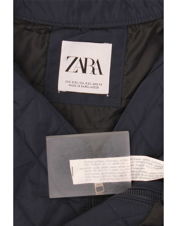 Мужской стеганый жилет Zara UK 44 2XL темно-синий из полиэстера