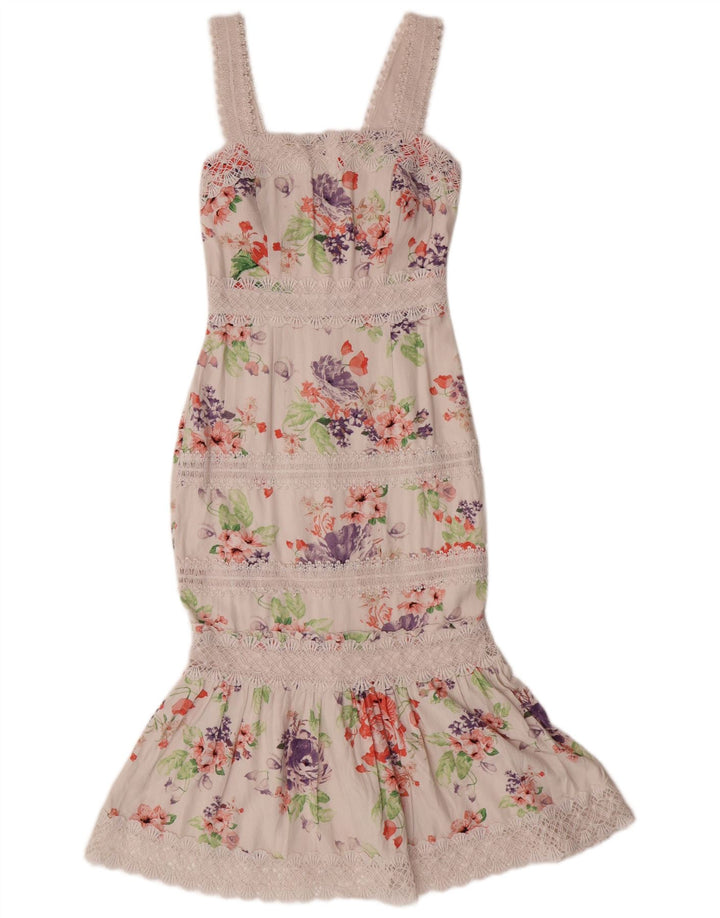 Женское платье русалки без рукавов LIPSY UK 6 XS, белое вискоза с цветочным принтом