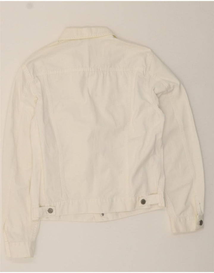 BENETTON Womens Denim Jacket UK 12 Medium White Vintage Benetton and Second-Hand Benetton from Messina Hembry 