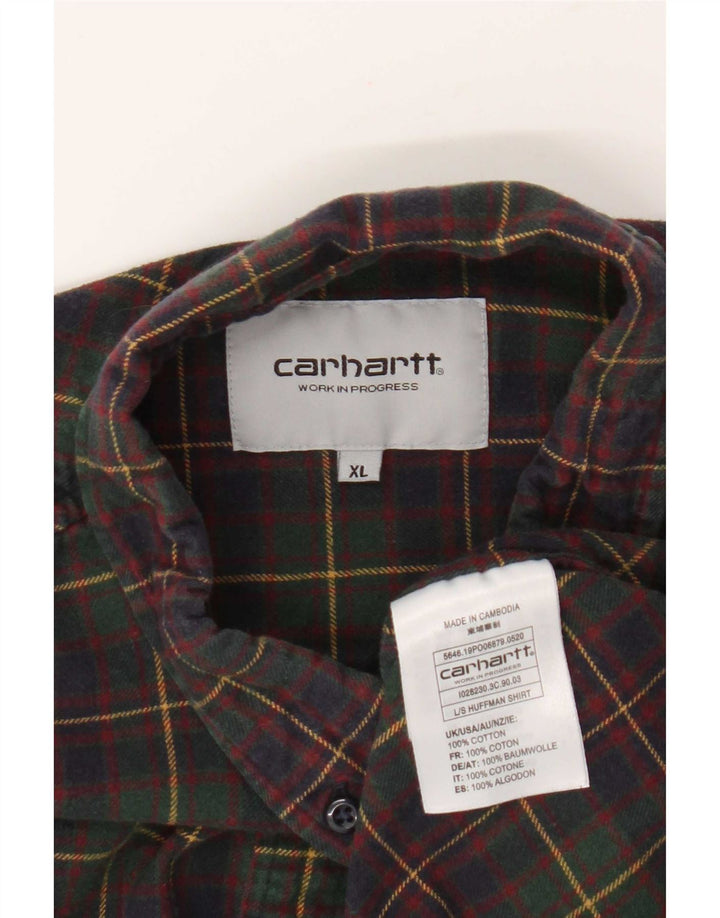Мужская фланелевая рубашка Carhartt XL, зеленая клетка, хлопок