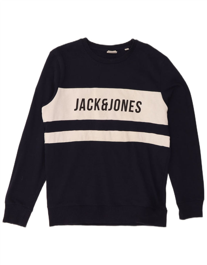 Мужской свитшот с рисунком Jack & Jones, большой темно-синий, цветных блоков