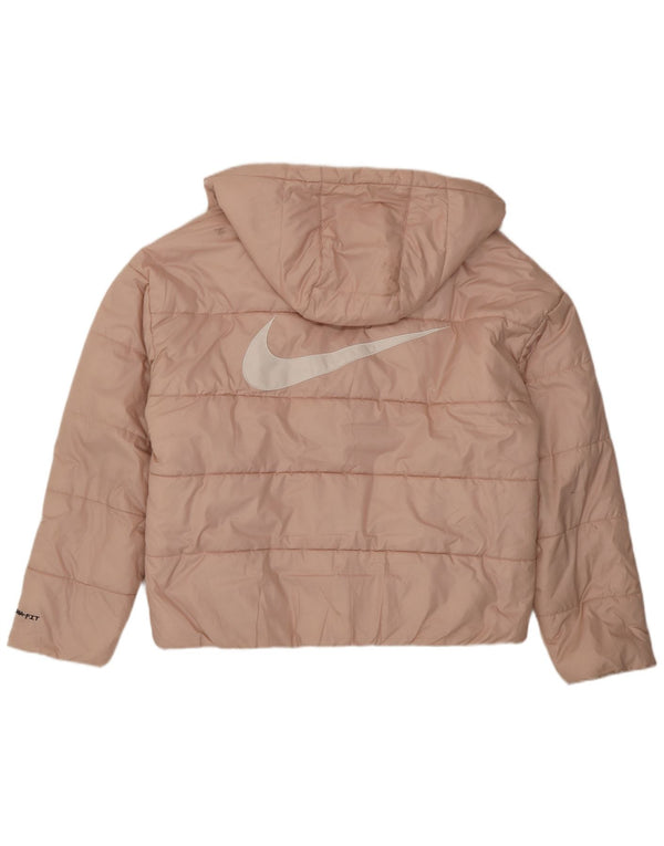 Женская стеганая куртка с капюшоном и графикой Nike Therma-Fit UK 14, средний розовый цвет