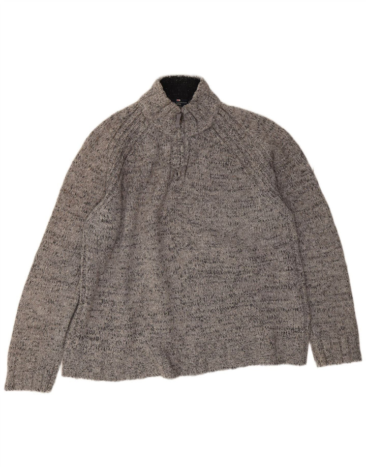 Мужской джемпер с воротником на молнии Marks & Spencer Blue Harbour XL, серый в крапинку