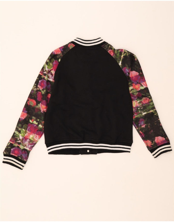 CONVERSE Boys Varsity Jacket 13-14 Years XL  Black Floral Polyester Vintage Converse and Second-Hand Converse from Messina Hembry 