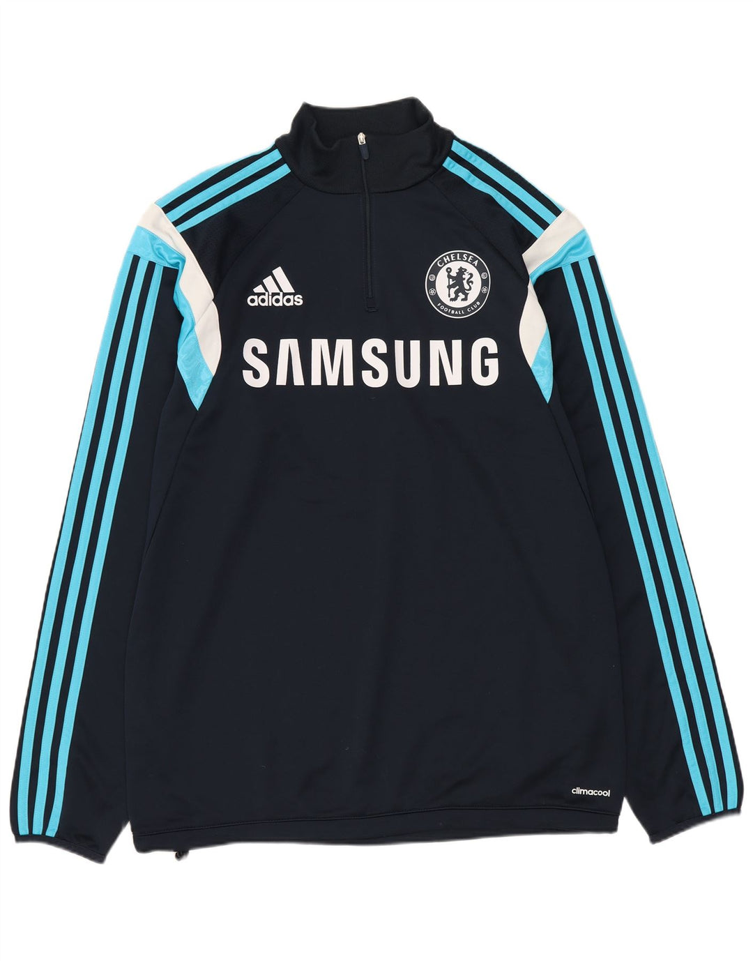 Adidas Mens Chelsea FC Графический пуловер Спортивный костюм Верх среднего темно-синего цвета