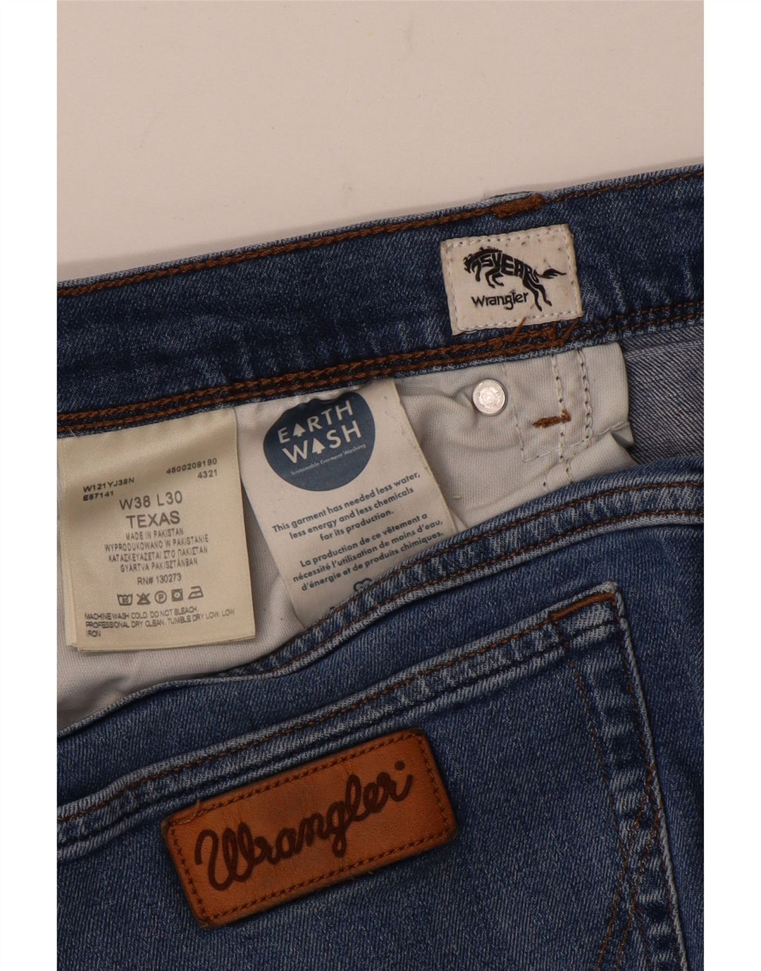Мужские прямые джинсы Wrangler Texas W38 L30, синий хлопок