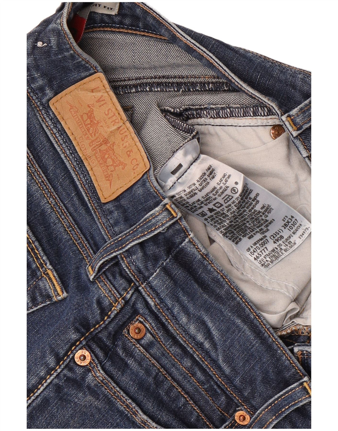 Женские прямые джинсы Levi's 470 W28 L34 синие, хлопок