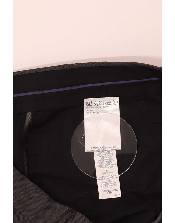 Мужские прямые костюмные брюки Marks & Spencer с автографом W36 L31 серые, шерстяные