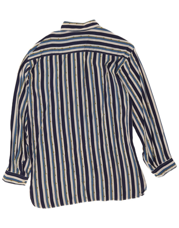Marina Yachting Womens Shirt Blouse UK 14 Medium Blue Striped Viscose