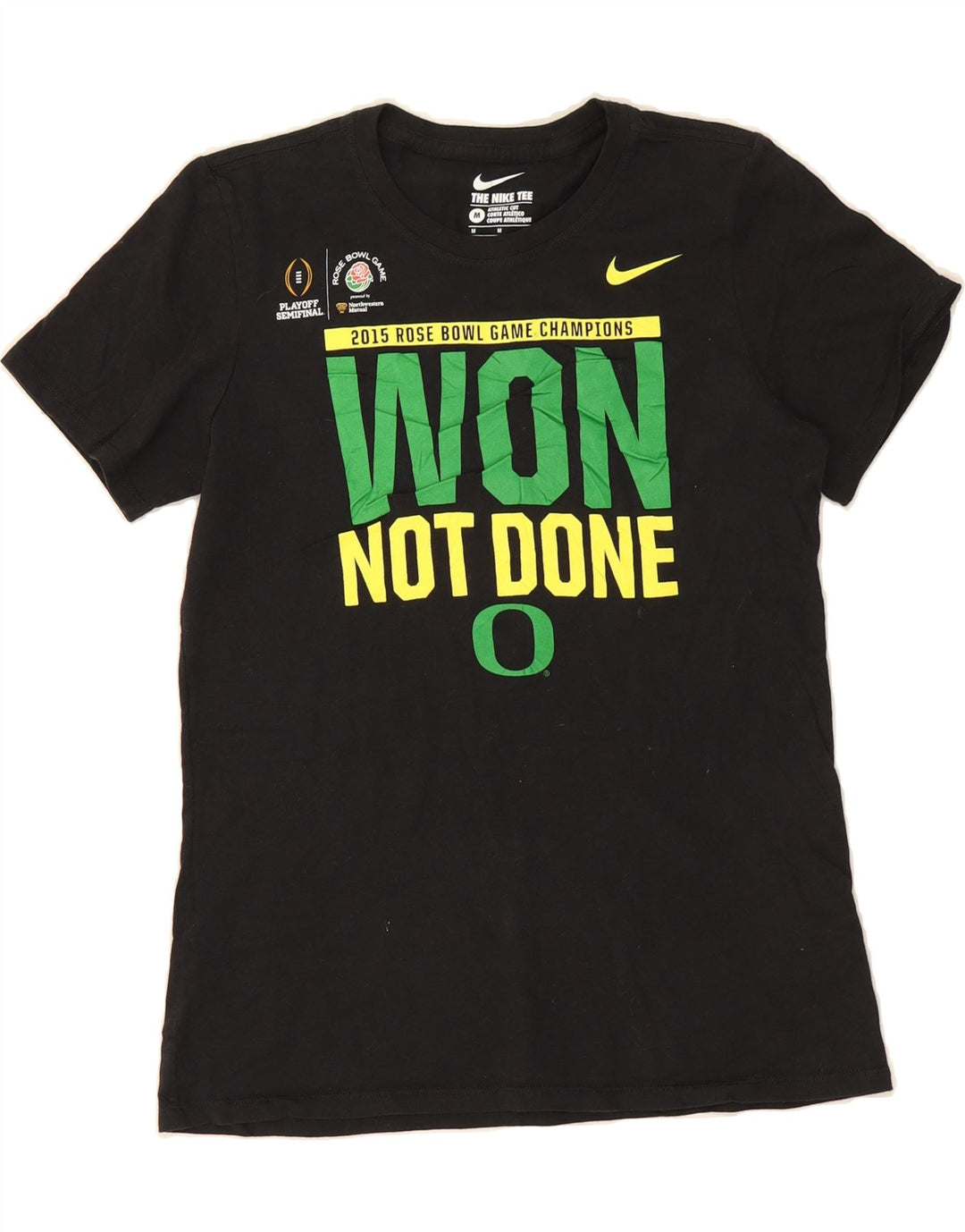 NIKE Womens Athletic Cut Graphic T-Shirt Top UK 12 Medium Black Vintage Nike and Second-Hand Nike from Messina Hembry 