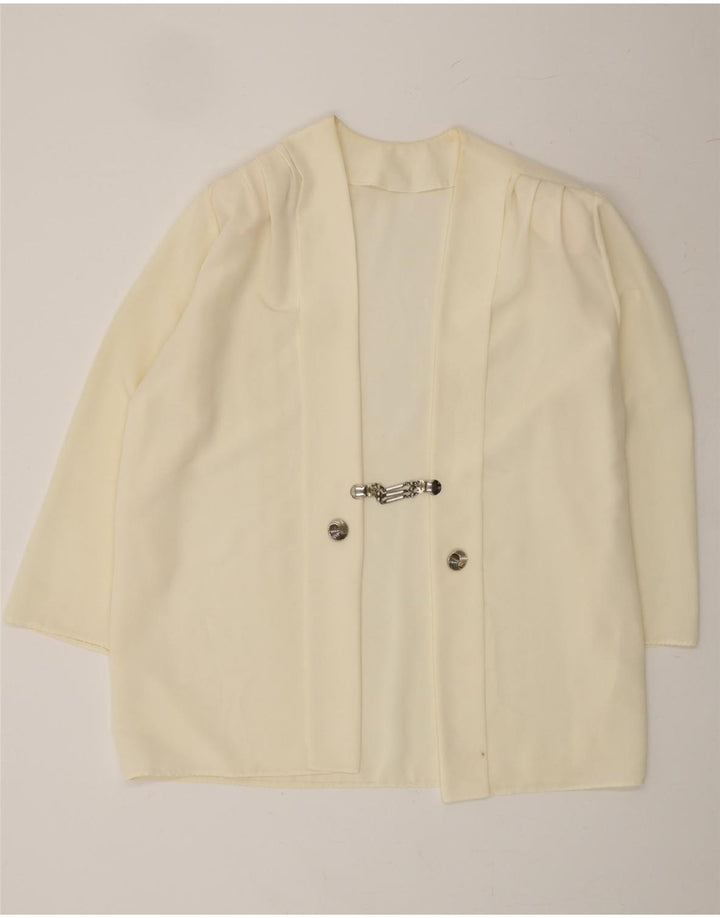 VINTAGE Womens 3/4 Sleeve Blazer Jacket UK 18 XL Off White Vintage Vintage and Second-Hand Vintage from Messina Hembry 