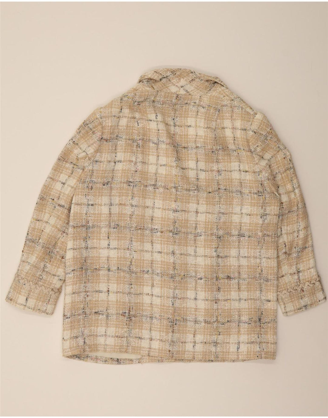 ELEGANCE PARIS Womens 5 Button Blazer Jacket UK 20 2XL Beige Check Vintage Elegance Paris and Second-Hand Elegance Paris from Messina Hembry 