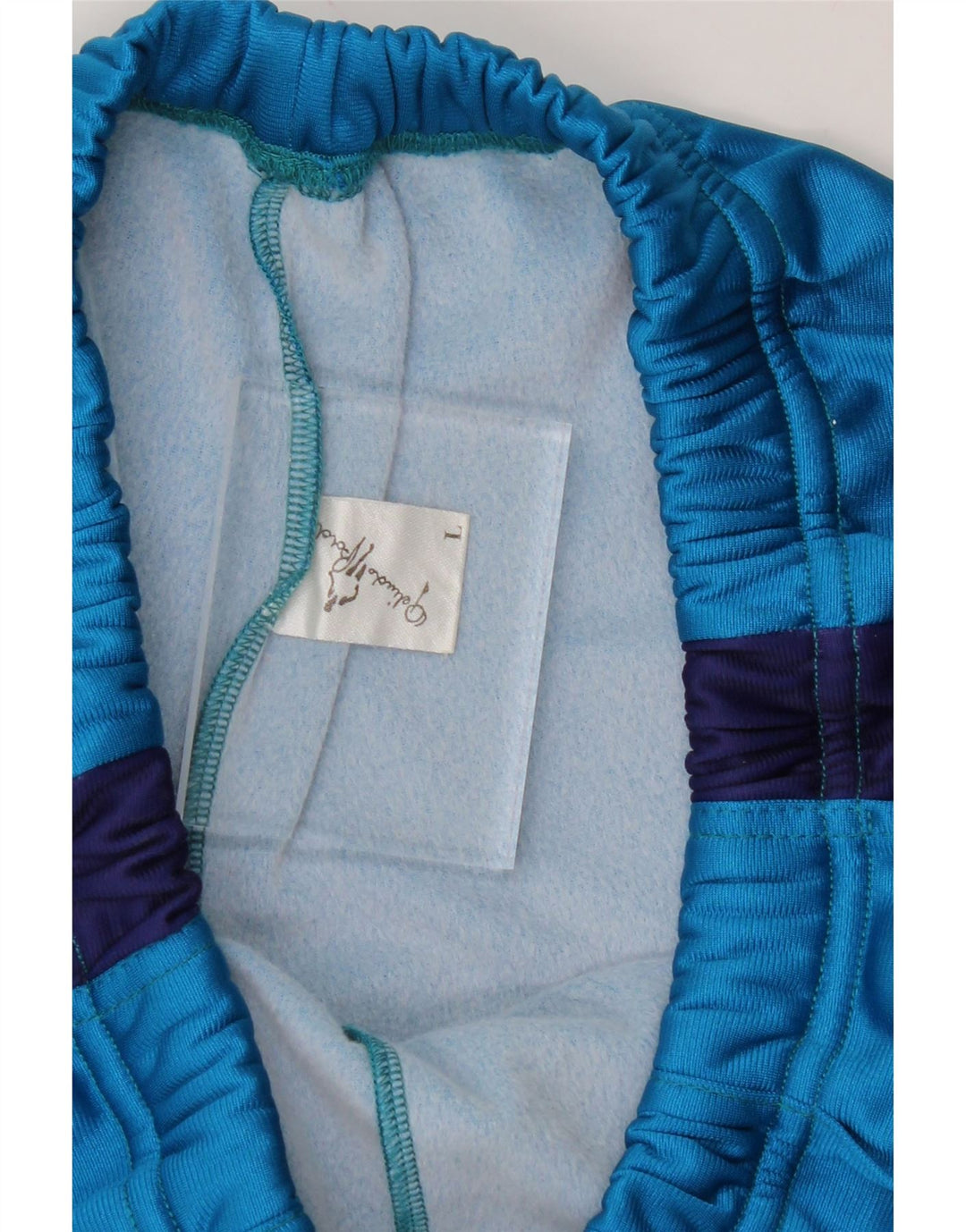 VINTAGE Mens Tracksuit Trousers Large  Blue Colourblock Cotton Vintage Vintage and Second-Hand Vintage from Messina Hembry 