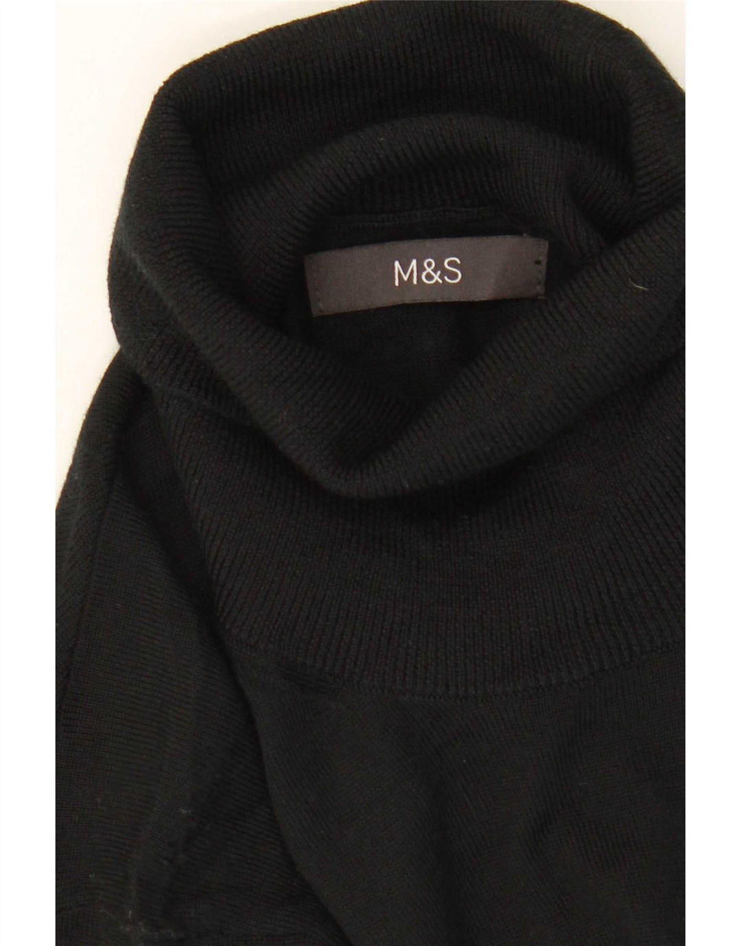 Мужской джемпер с высоким воротником Marks & Spencer, средний черный из мериносовой шерсти