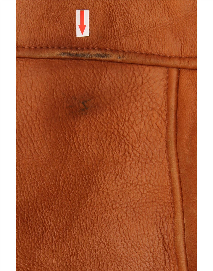 Винтажная мужская короткая дубленка IT 56 3XL Коричневая короткая дубленка