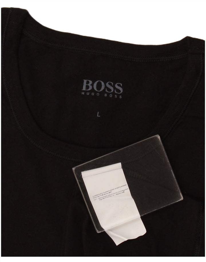 Мужская футболка Hugo Boss, большой черный хлопок