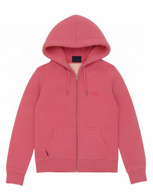 Женский свитер с капюшоном на молнии Superdry UK 8, маленький розовый хлопок