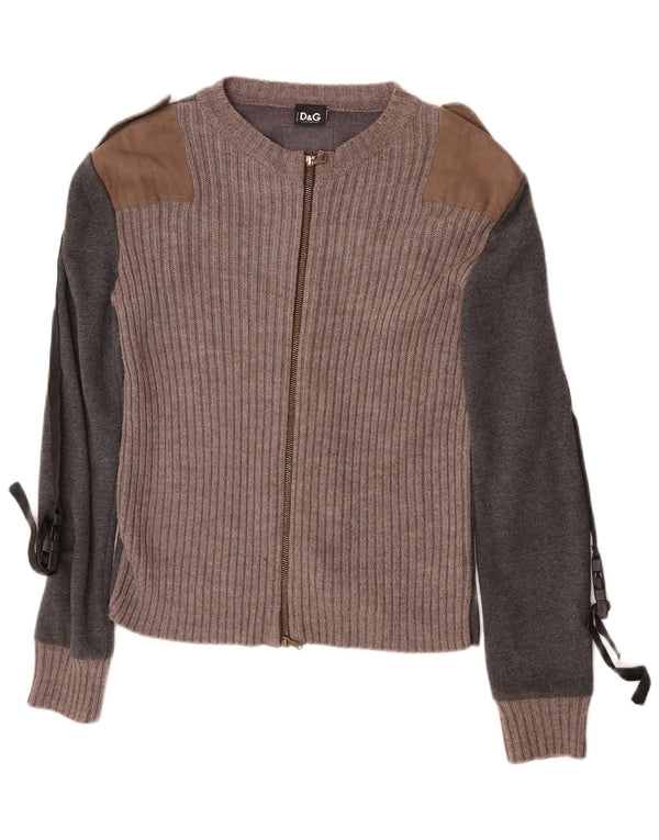 Мужской кардиган Dolce & Gabbana UK 10, маленький серый хлопок с цветными блоками