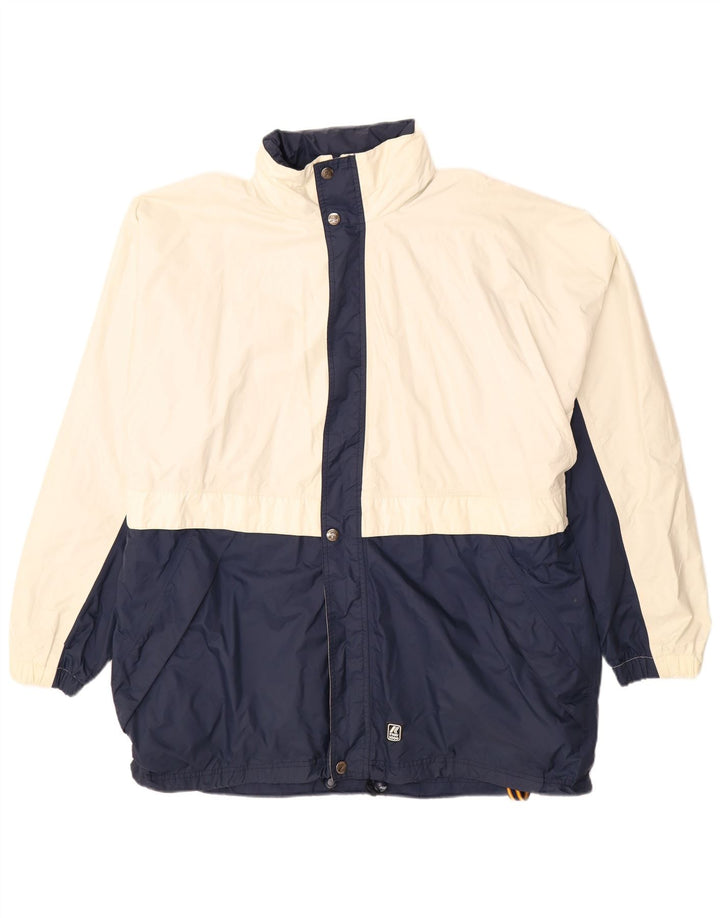 Мужская дождевик с капюшоном K-WAY 2000 UK 44 2XL, белый полиамид с цветными блоками