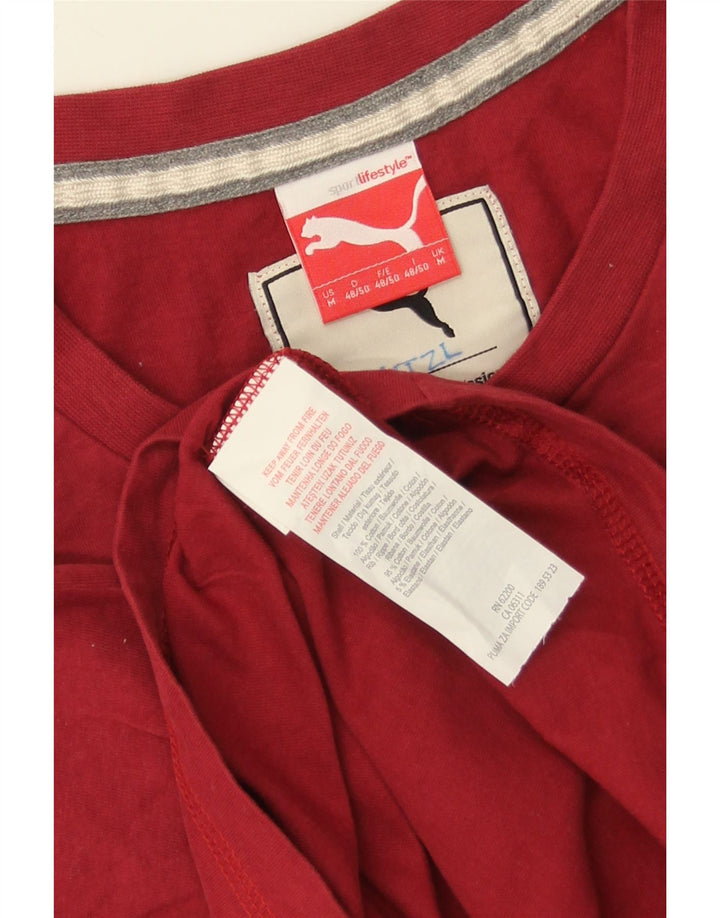 Мужская футболка с рисунком PUMA, хлопковая, среднего красного цвета