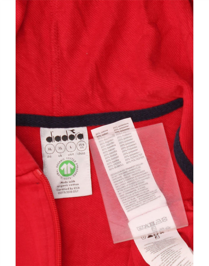 DIADORA Свитер с капюшоном и молнией с графическим рисунком для мальчиков 11-12 лет, размер XL, красный хлопок