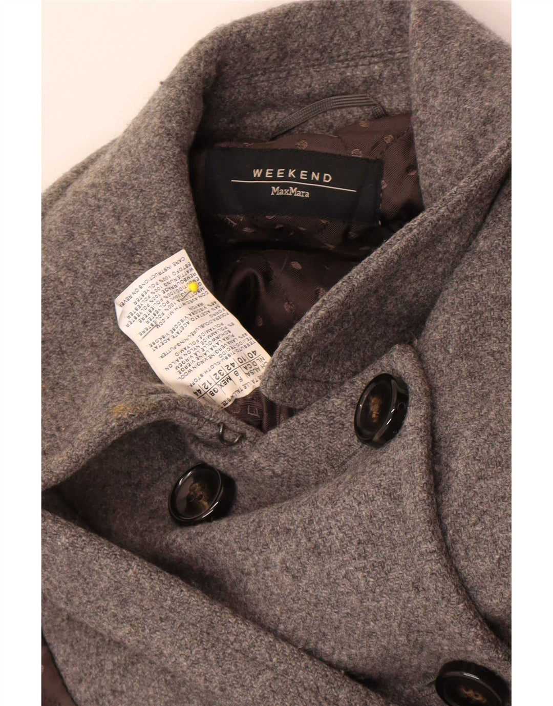 Женское двубортное пальто Max Mara Weekend UK 12, серая шерсть Mediun