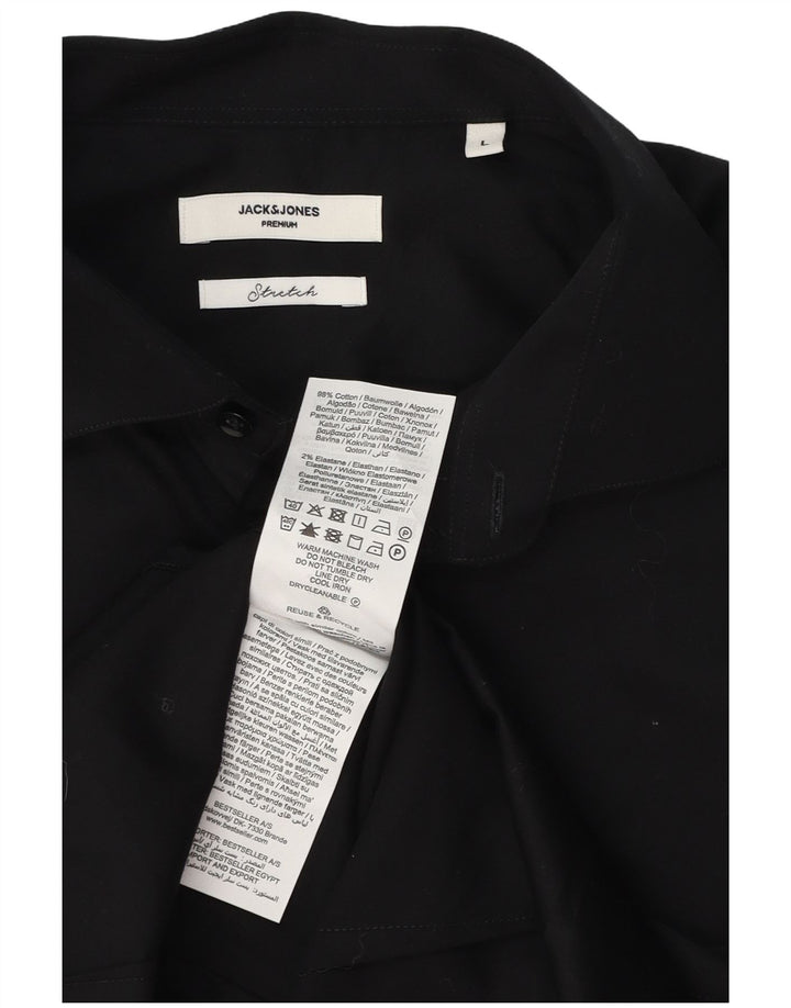 Мужская рубашка Jack & Jones, большая черная хлопковая