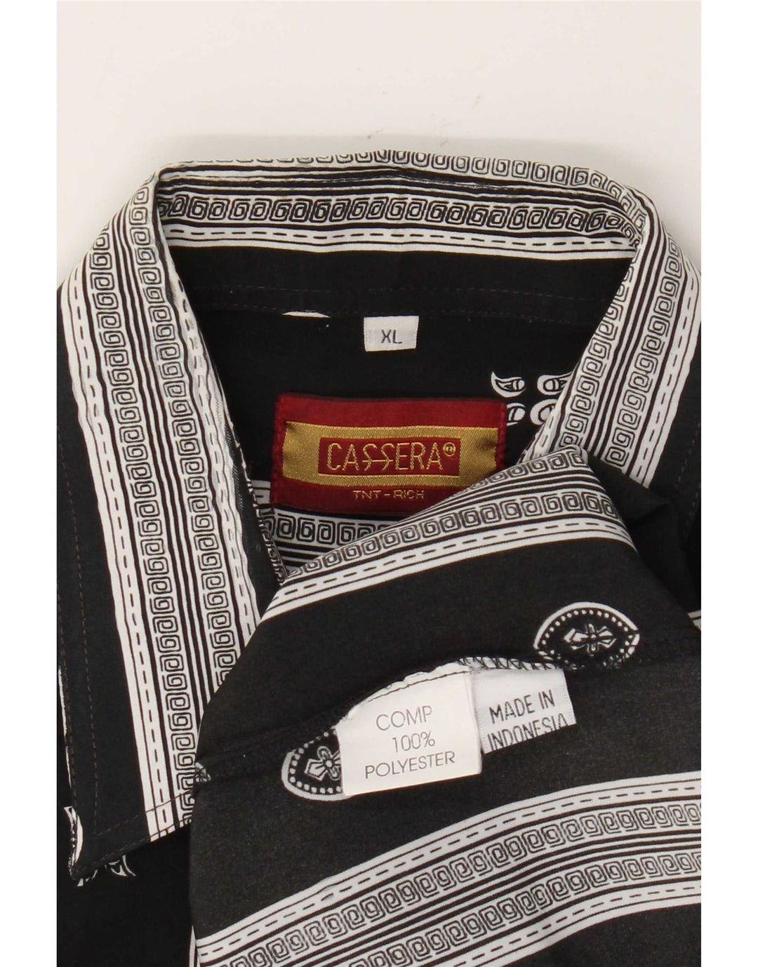 Мужская рубашка Cassera с коротким рукавом XL, черная, полиэстер с геометрическим рисунком