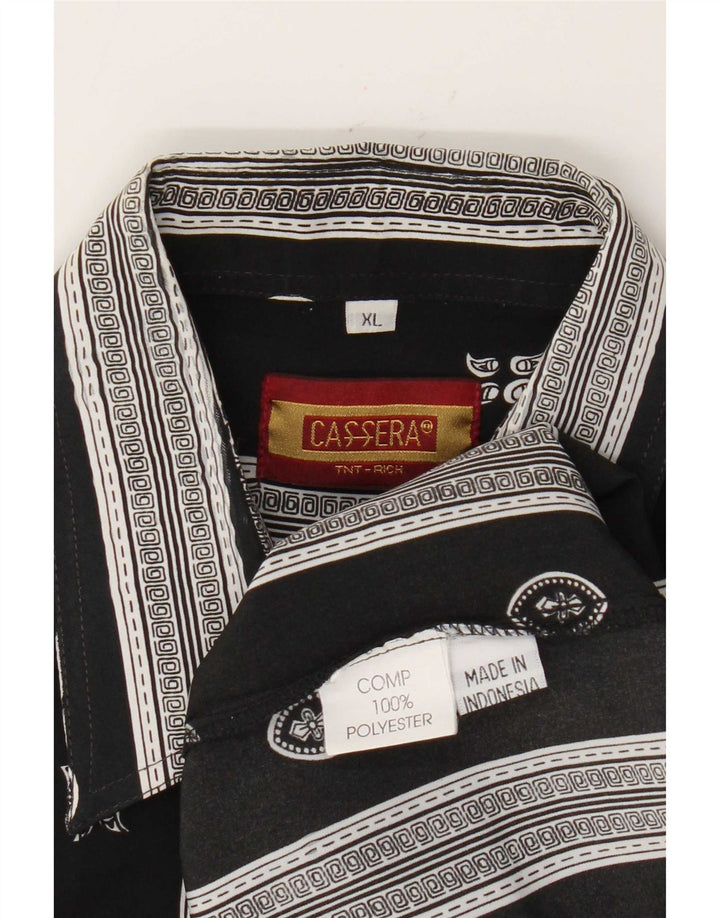 Мужская рубашка Cassera с коротким рукавом XL, черная, полиэстер с геометрическим рисунком
