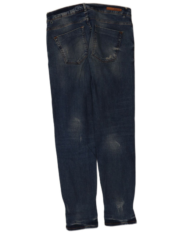 Женские узкие джинсы Zara Trafaluc с потертостями EU 38, маленькие W28 L28, синие