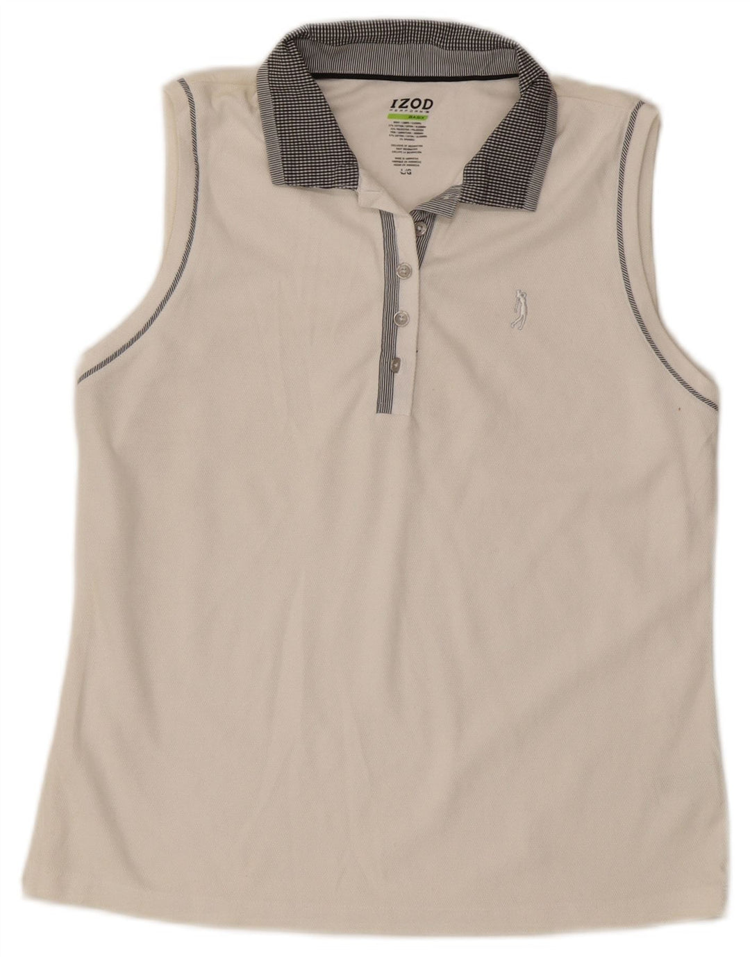 Женская рубашка поло без рукавов IZOD UK 14, большой белый хлопок