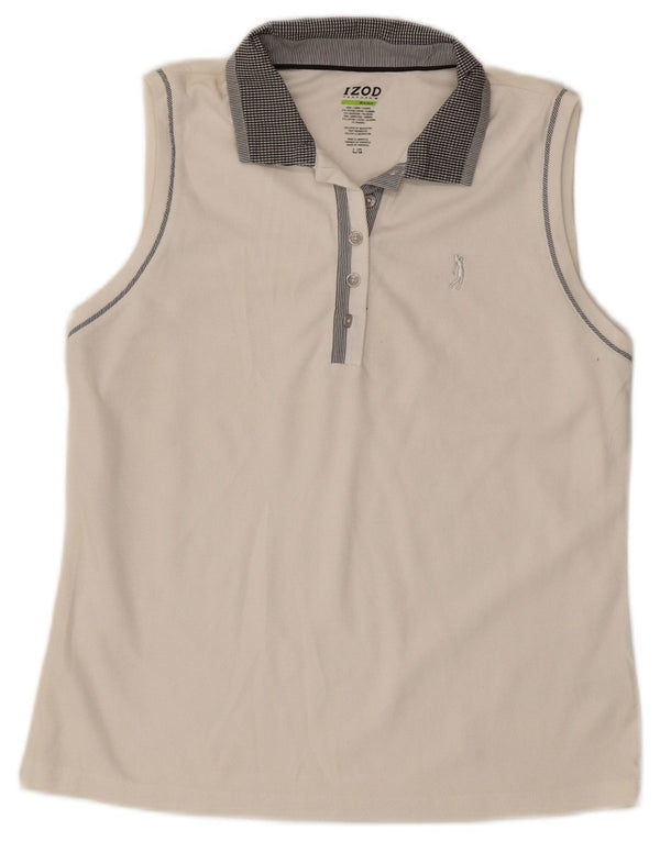 Женская рубашка поло без рукавов IZOD UK 14, большой белый хлопок