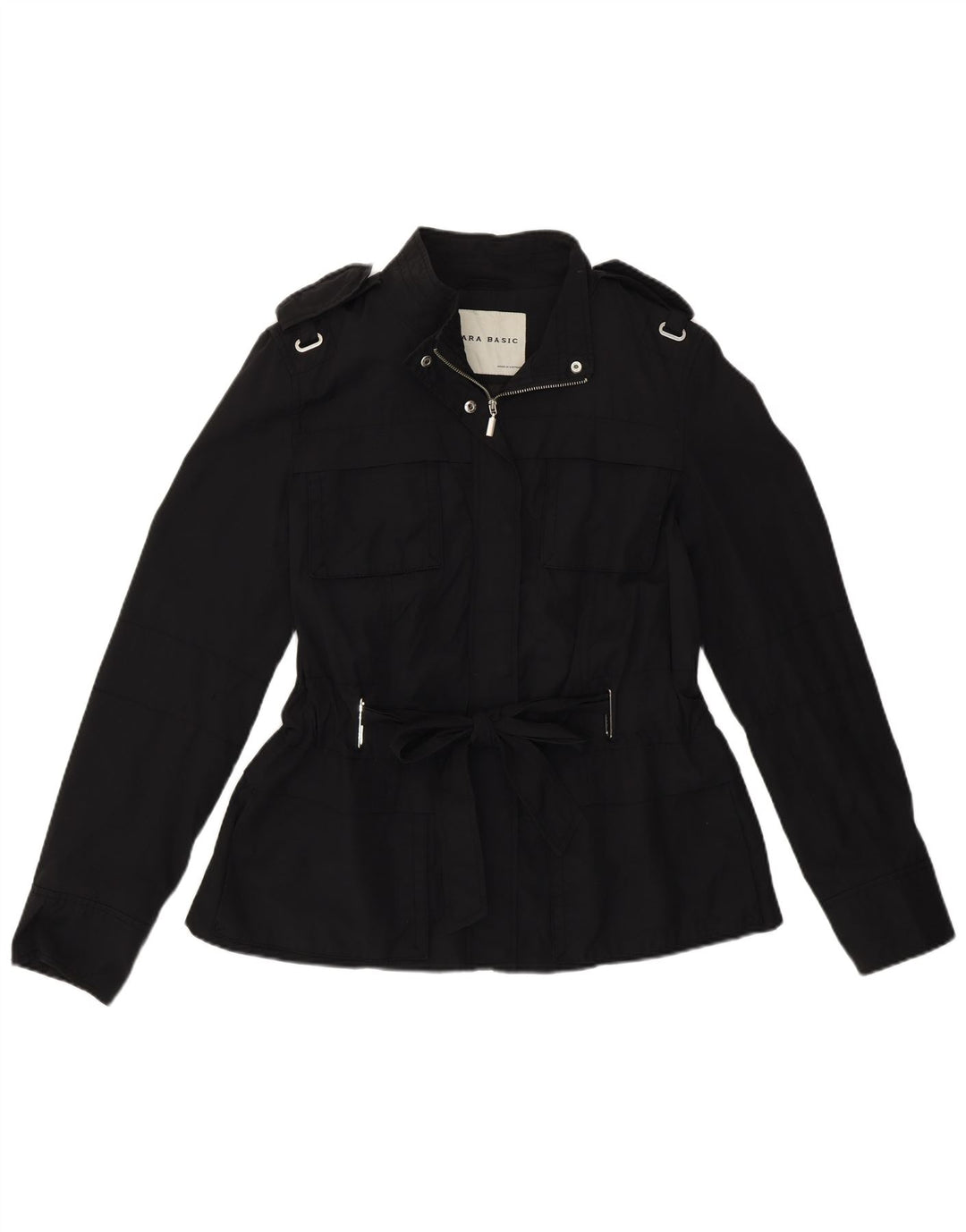 Женская куртка в стиле милитари Zara UK 16, большая черная