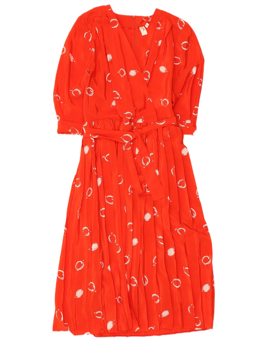 Винтажное женское платье макси с абстрактным узором и рукавами 3/4, EU 42, большое красное