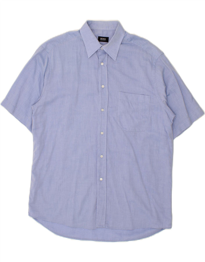 HUGO BOSS Mens Short Sleeve Shirt Large Purple Vintage Hugo Boss and Second-Hand Hugo Boss from Messina Hembry 