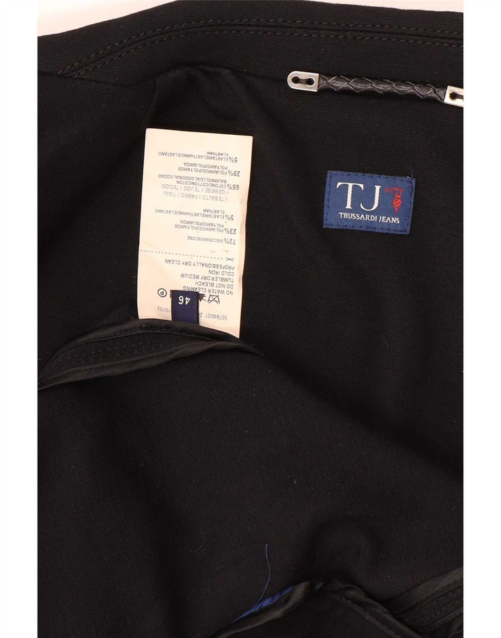 Trussardi Jeans Женский пиджак на 2 пуговицах IT 46 Большой Черный Вискоза