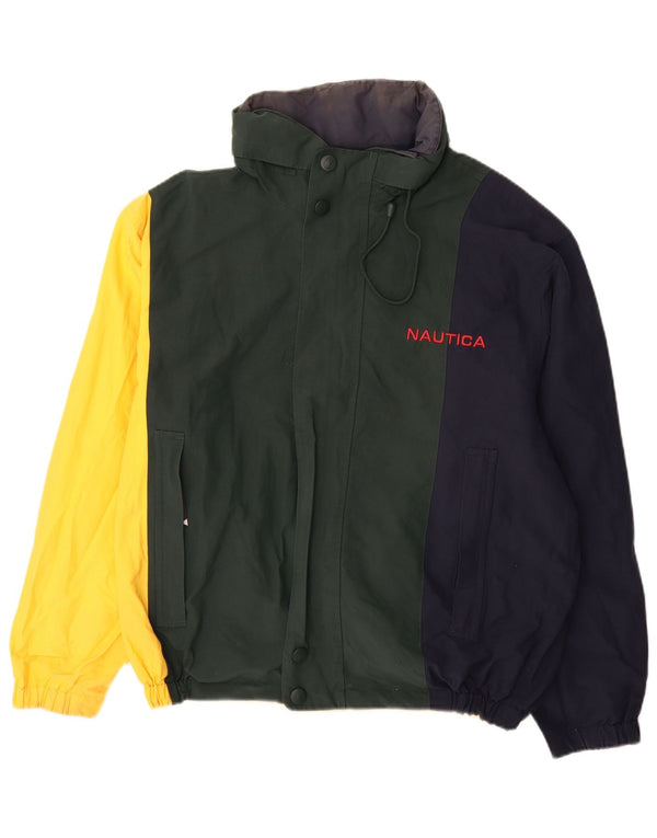 Мужская двусторонняя куртка Nautica UK 40, большая разноцветная хлопковая с цветными блоками