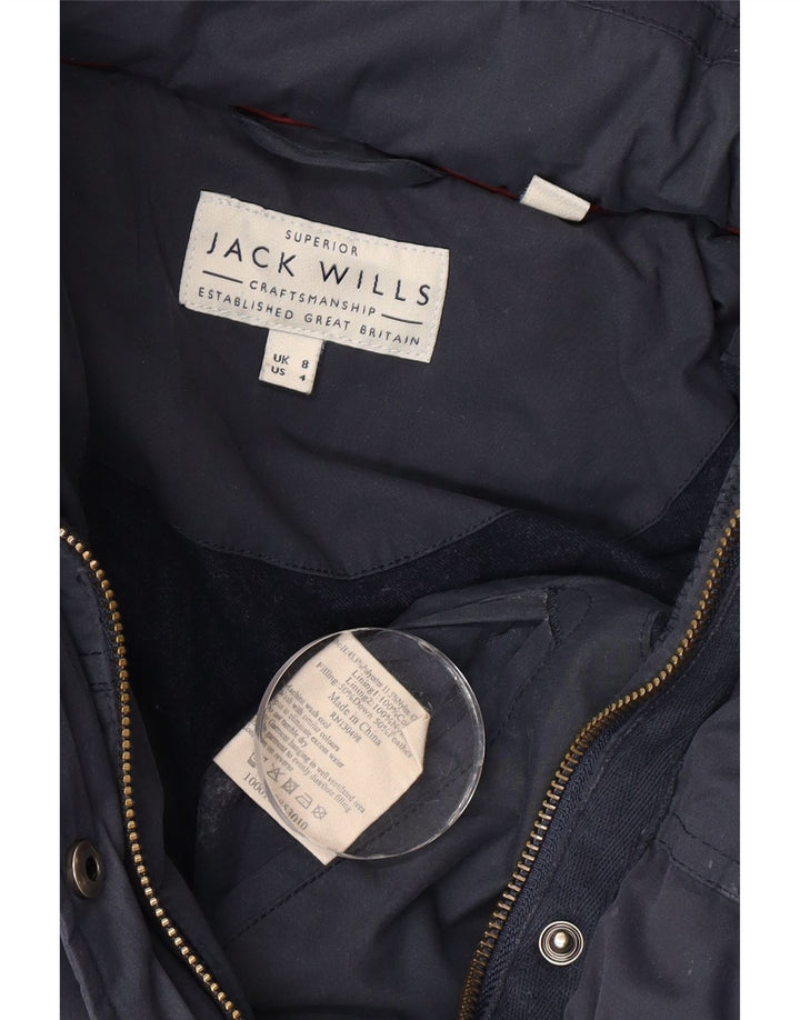 Женская стеганая куртка Jack Wills с капюшоном UK 8, маленькая, темно-синяя, полиэстер