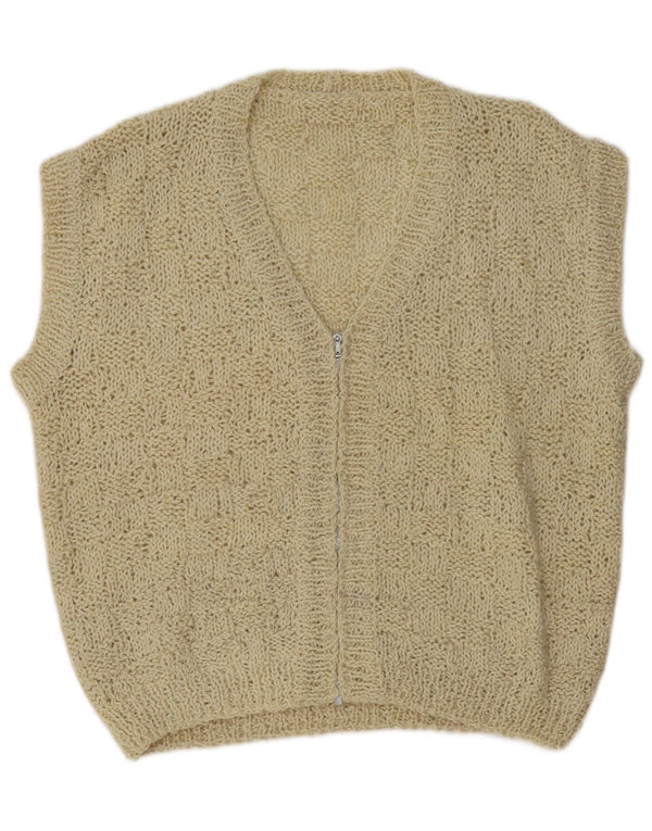 Винтажный женский свободный кардиган без рукавов, Великобритания, 18 XL, Off White