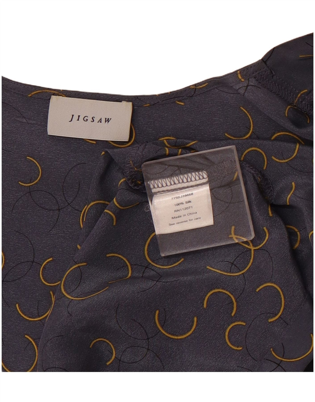 Женский кардиган с короткими рукавами JIGSAW, Великобритания, 18 XL, серый, шелковый с геометрическим рисунком