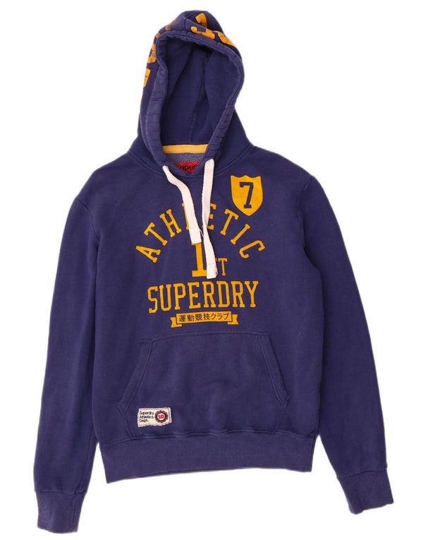 SUPERDRY Мужской джемпер с капюшоном с рисунком, большой синий, хлопок