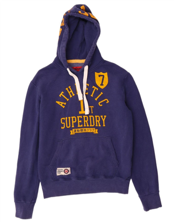 SUPERDRY Мужской джемпер с капюшоном с рисунком, большой синий, хлопок