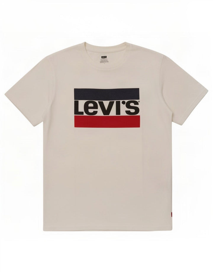 Мужская футболка с рисунком Levi's, топ среднего размера, белый хлопок, хлопок