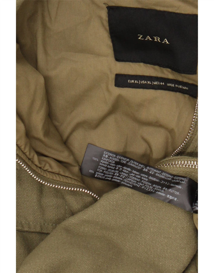 Мужская куртка Zara UK 42 XL, хлопок цвета хаки