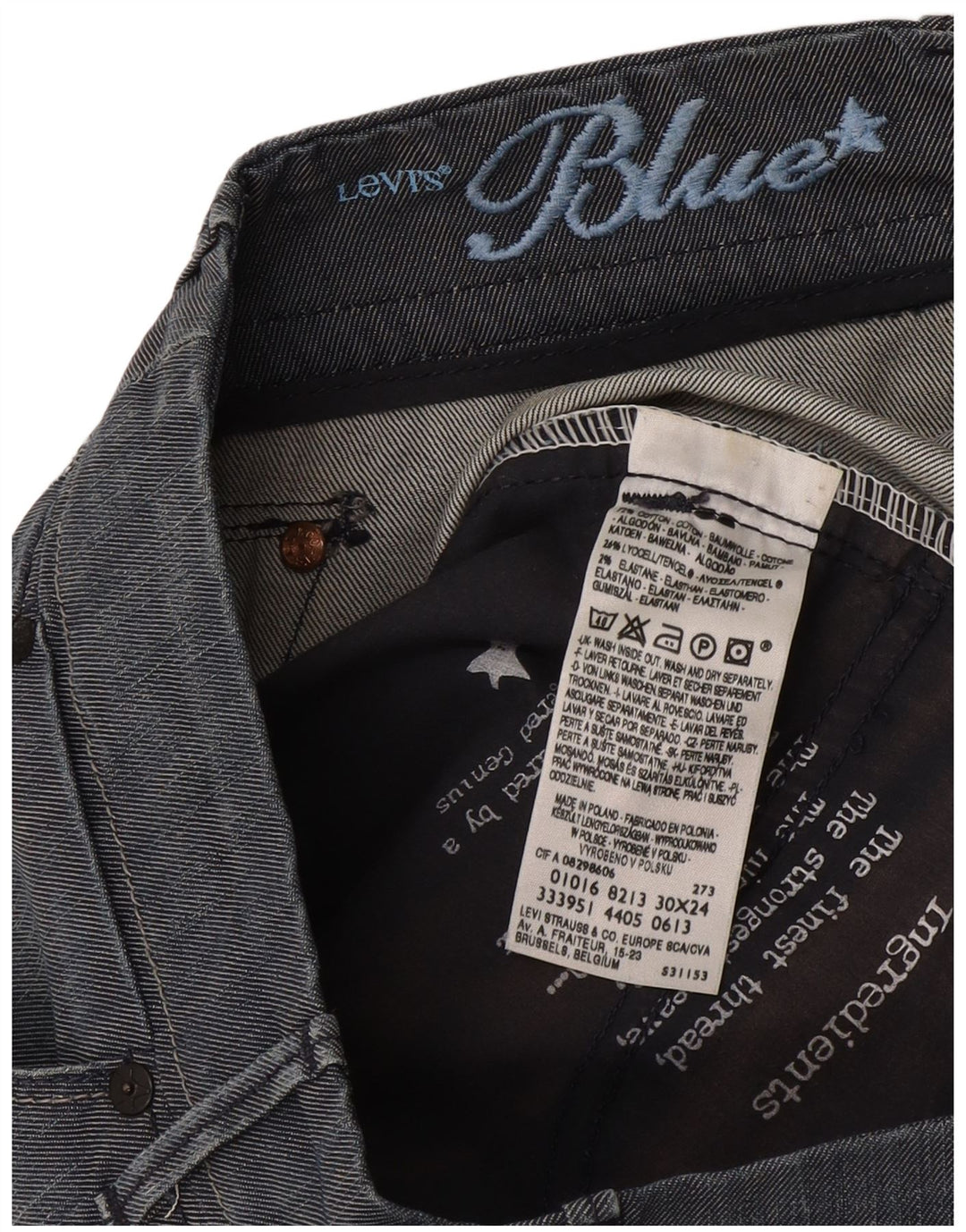 Женские укороченные брюки Levi's W30 L24 синие, хлопок