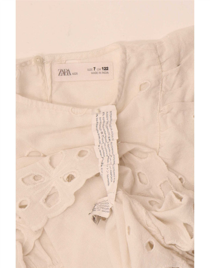 Блузка Zara для девочек, топ 6-7 лет, белый хлопок